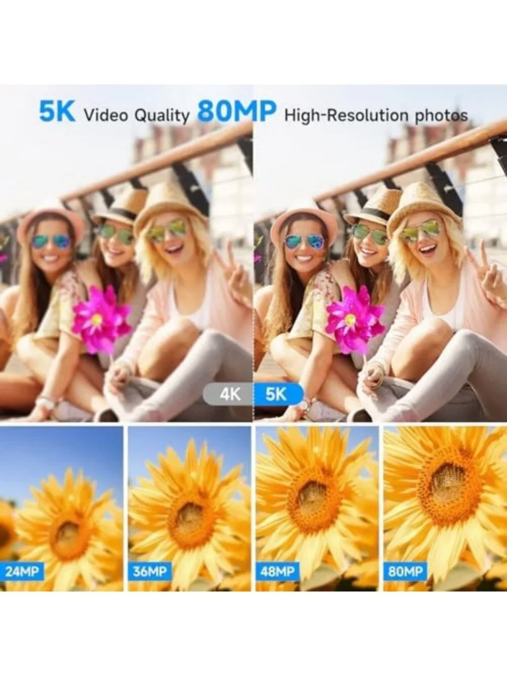 80MP Compact Vlogging Camera with WiFi, Autofocus, 180° Flip Screen & 18X Zoom